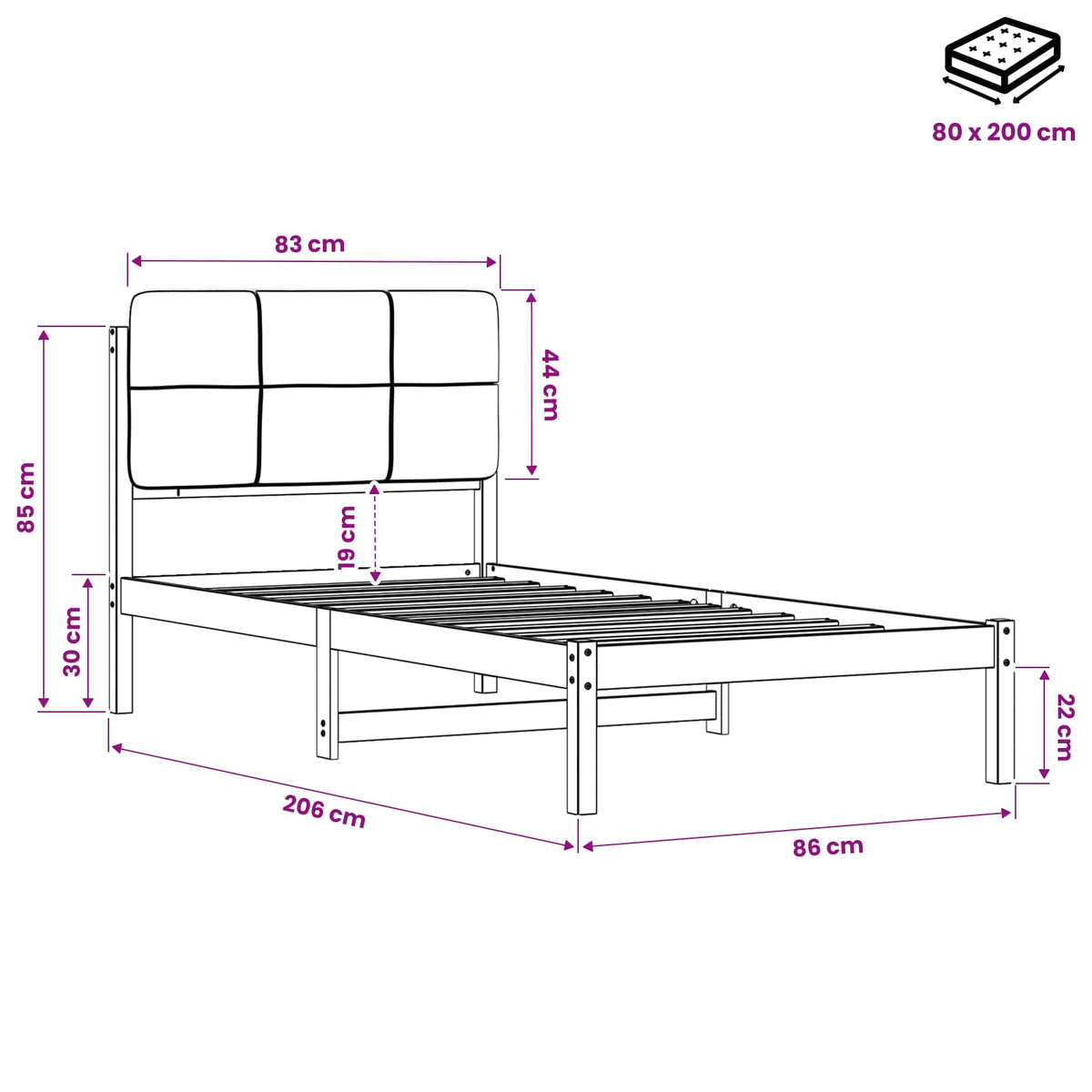 Bed Frame with Upholstered Headboard Whitewash and Light Grey