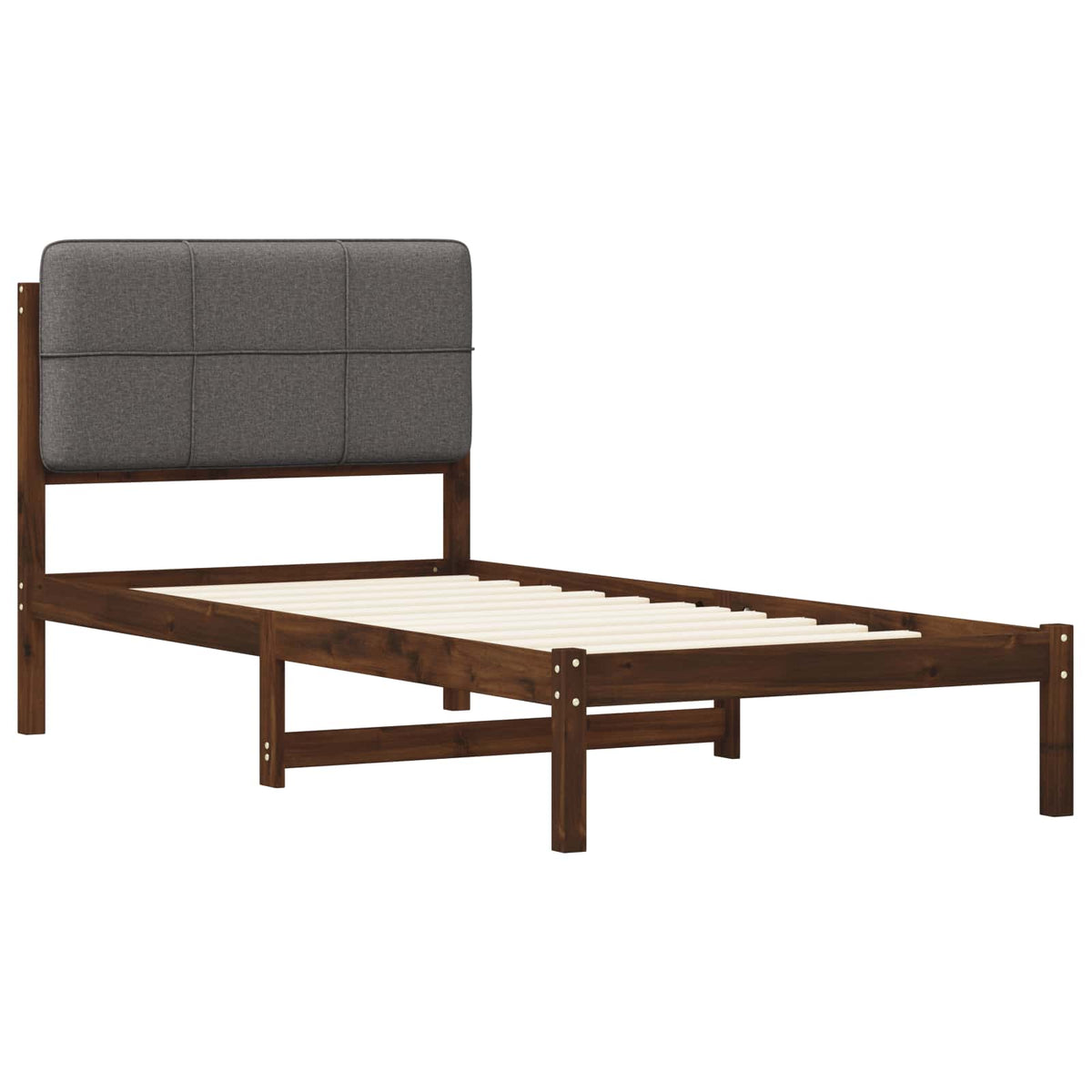 Bed Frame with Upholstered Headboard Dark Brown and Light Grey