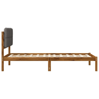 Bed Frame with Upholstered Headboard Natural and Light Grey