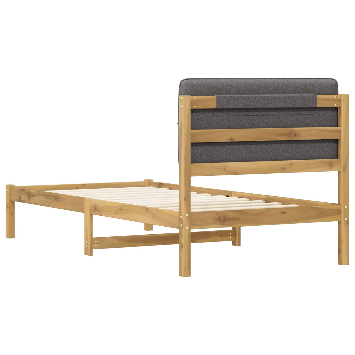 Bed Frame with Upholstered Headboard Whitewash and Light Grey