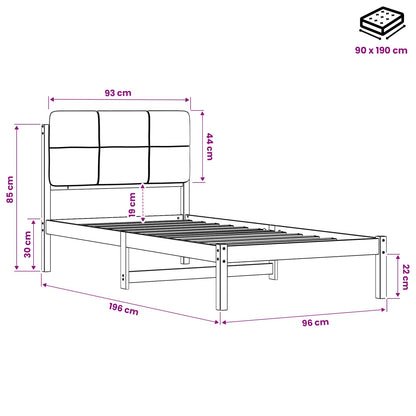 Bed Frame with Upholstered Headboard Dark Brown and Black