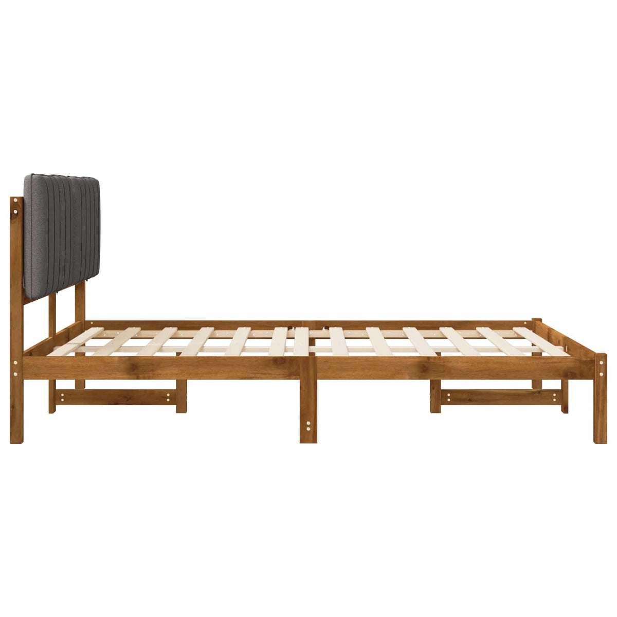 Bed Frame with Upholstered Headboard Natural and Light Grey