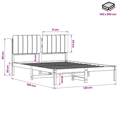 Bed Frame with Upholstered Headboard Dark Brown and Light Grey