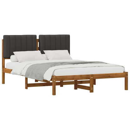 Bed Frame with Upholstered Headboard Natural and Dark Grey