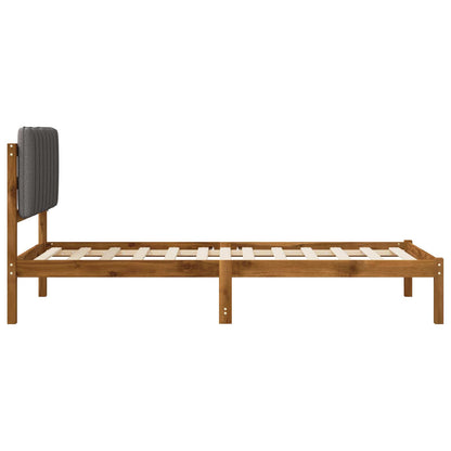 Bed Frame with Upholstered Headboard Natural and Light Grey