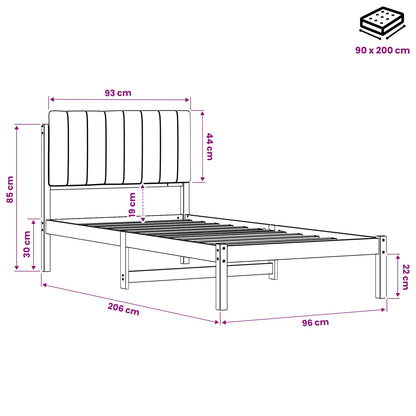 Bed Frame with Upholstered Headboard Whitewash and Light Grey