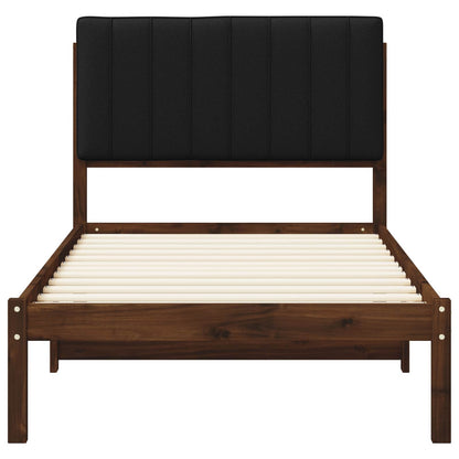 Bed Frame with Upholstered Headboard Dark Brown and Black