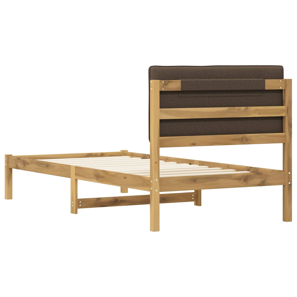 Bed Frame with Upholstered Headboard Whitewash and Taupe