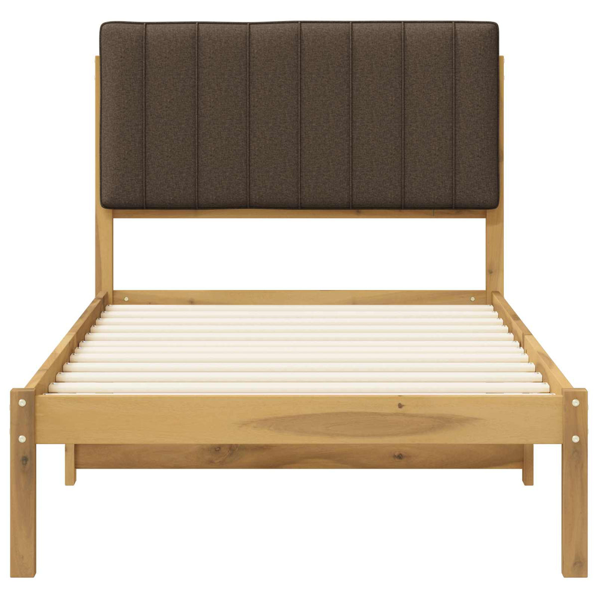 Bed Frame with Upholstered Headboard Whitewash and Taupe