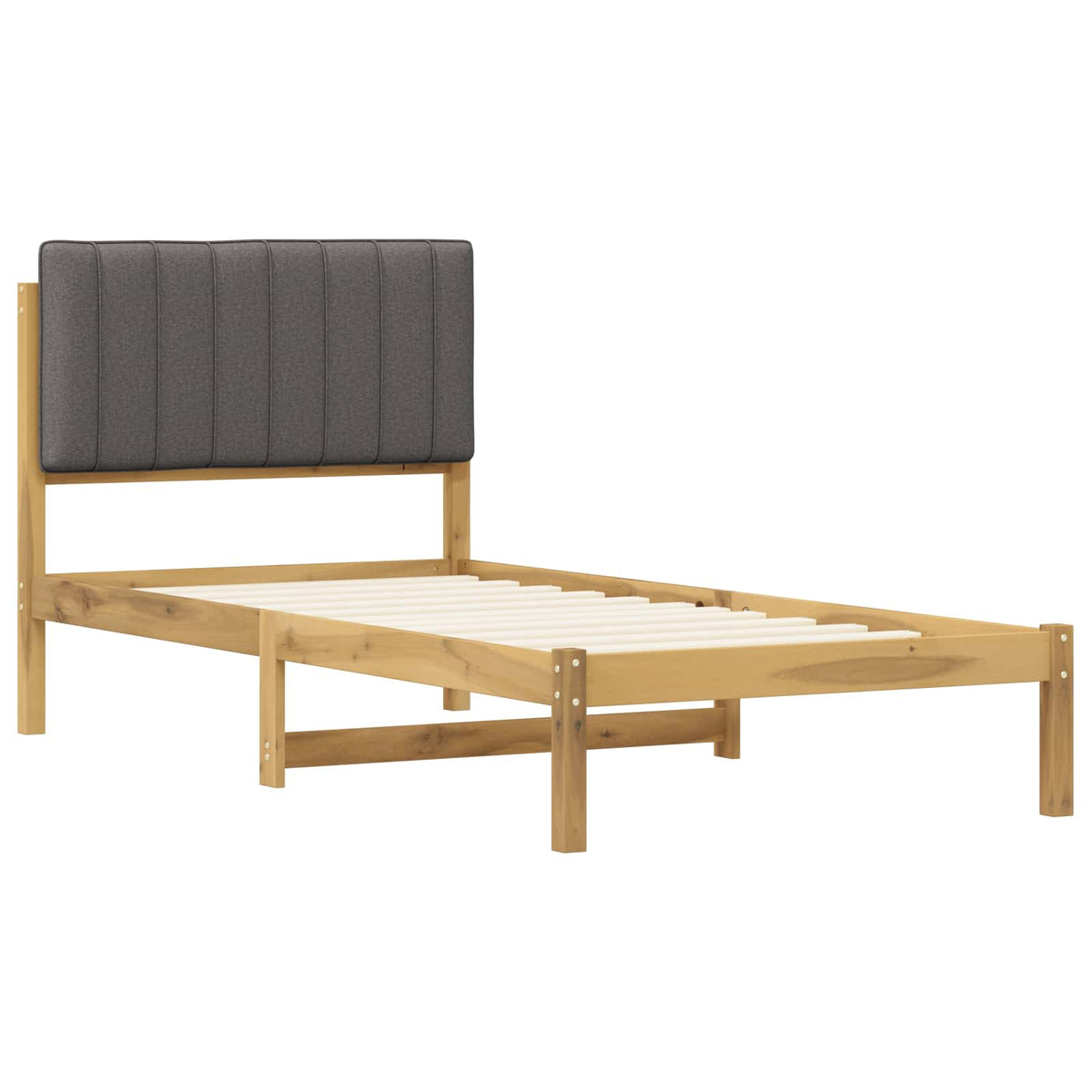 Bed Frame with Upholstered Headboard Whitewash and Light Grey