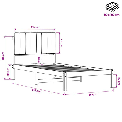 Bed Frame with Upholstered Headboard Dark Brown and Black