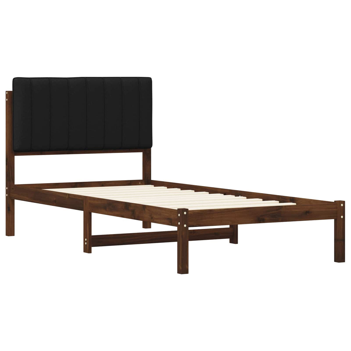 Bed Frame with Upholstered Headboard Dark Brown and Black