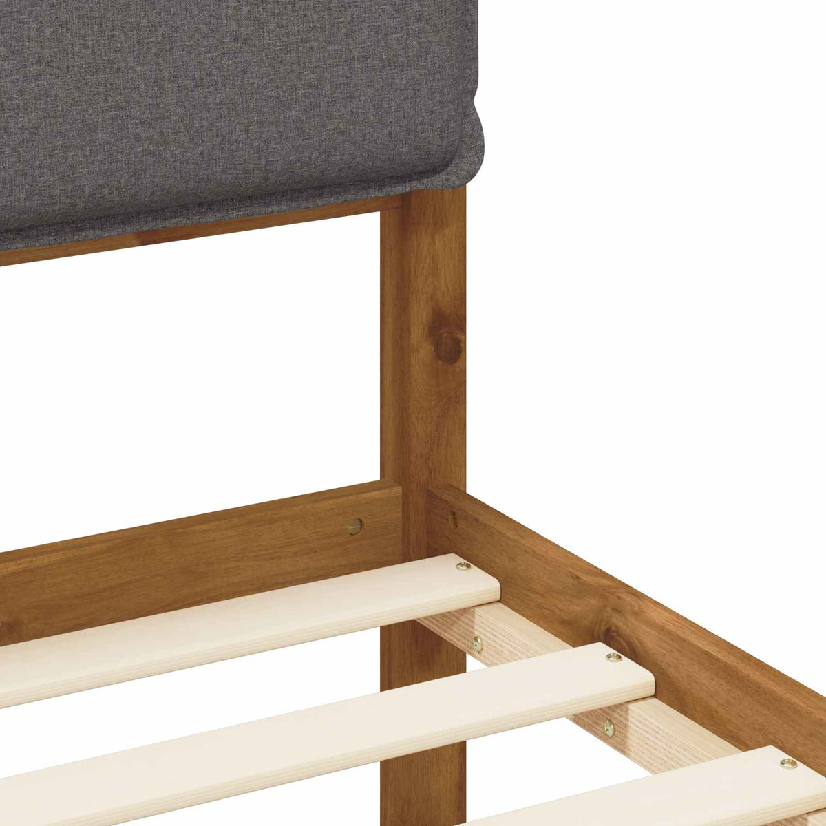 Bed Frame with Upholstered Headboard Natural and Light Grey