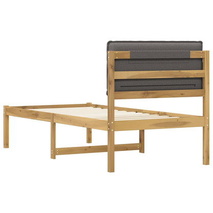 Bed Frame with Upholstered Headboard Whitewash and Light Grey
