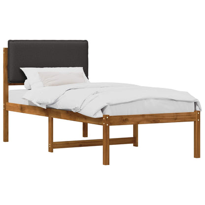 Bed Frame with Upholstered Headboard Natural and Dark Grey