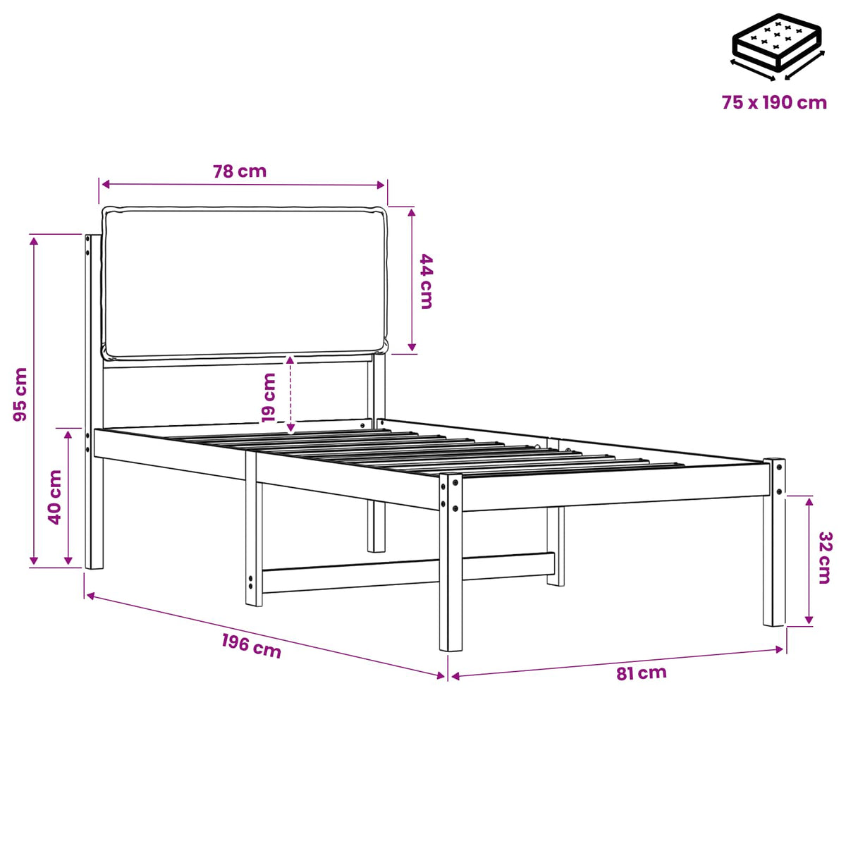 Bed Frame with Upholstered Headboard Natural and Dark Grey