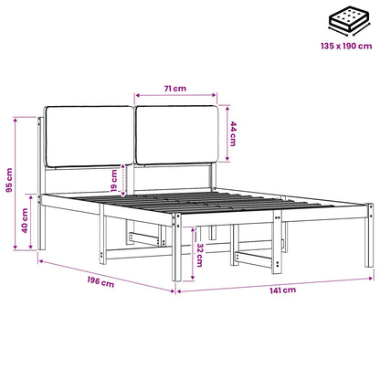 Bed Frame with Upholstered Headboard Natural and Light Grey