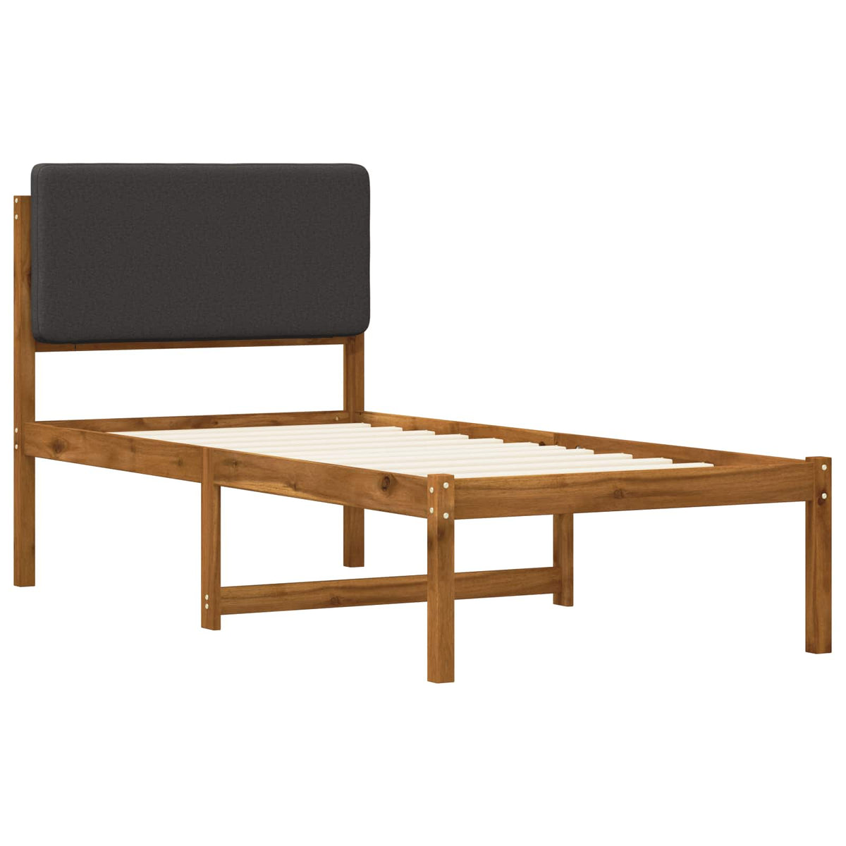 Bed Frame with Upholstered Headboard Natural and Dark Grey
