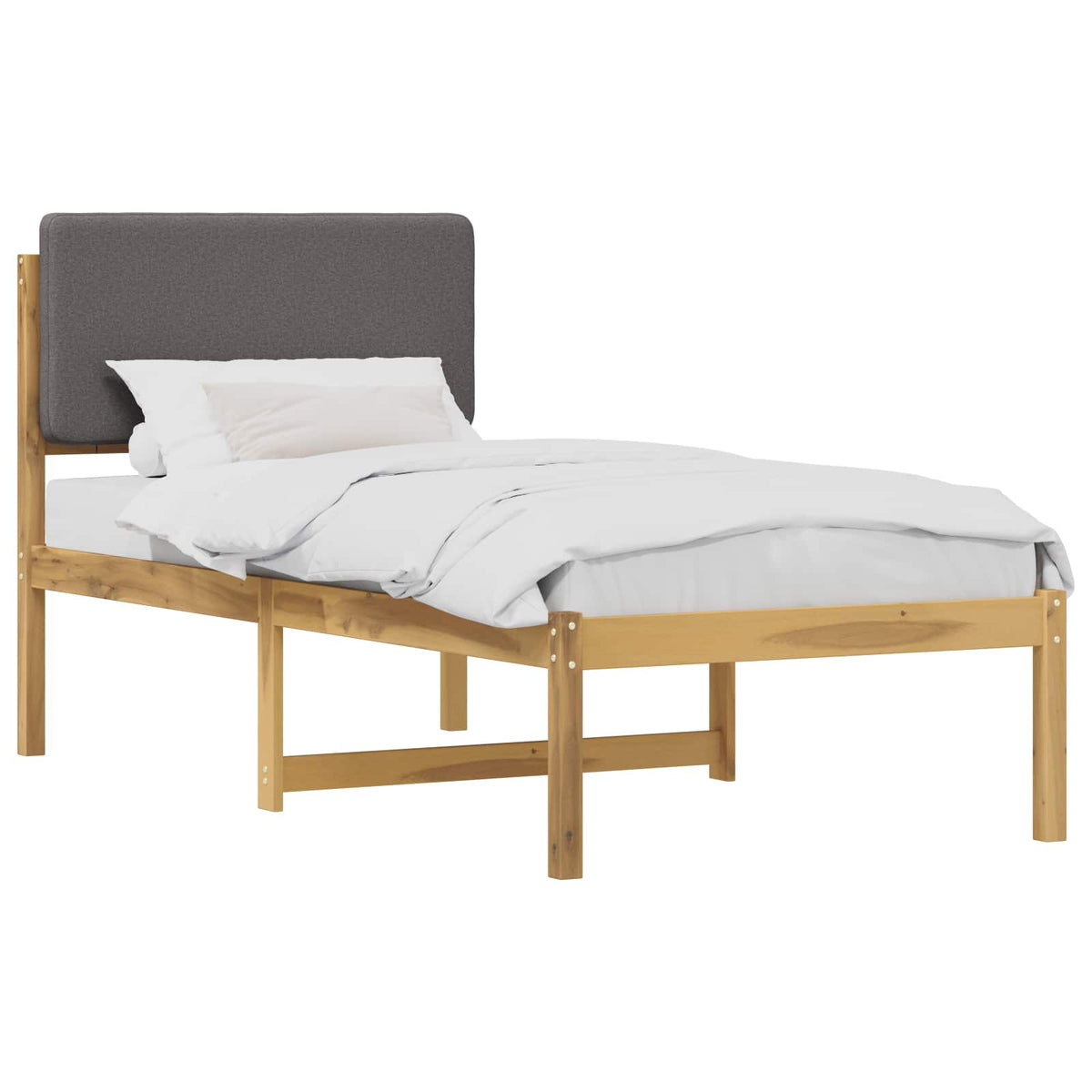 Bed Frame with Upholstered Headboard Whitewash and Light Grey