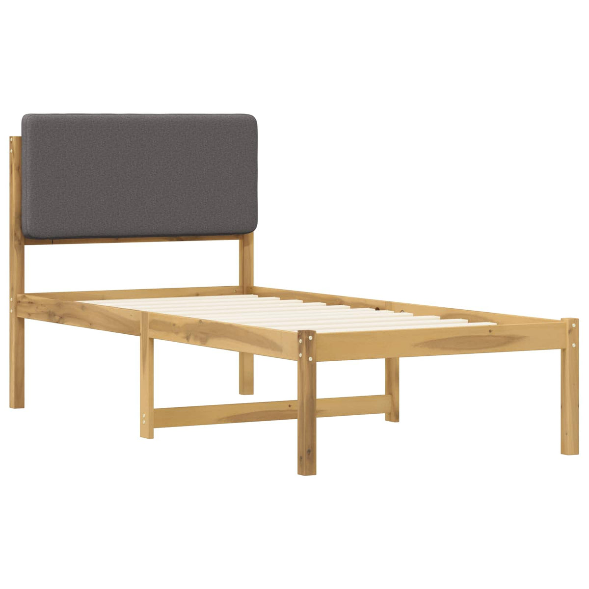 Bed Frame with Upholstered Headboard Whitewash and Light Grey