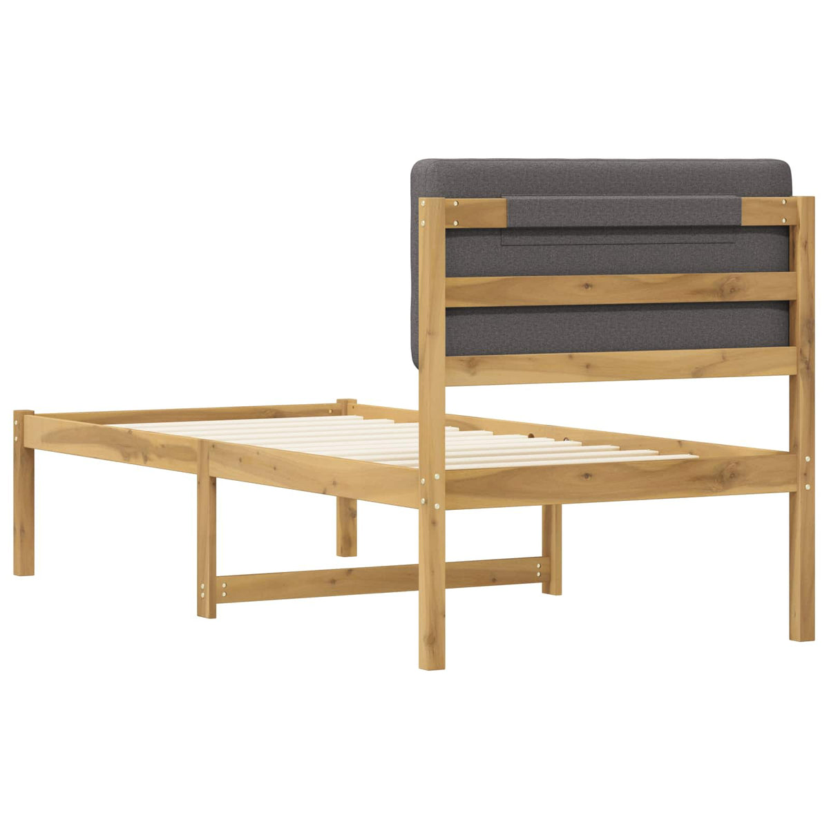 Bed Frame with Upholstered Headboard Whitewash and Light Grey
