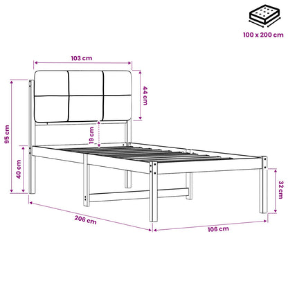 Bed Frame with Upholstered Headboard Natural and Light Grey