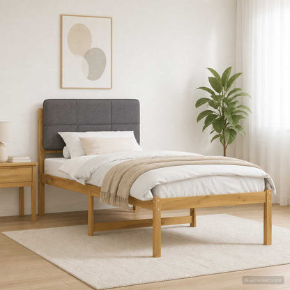 Bed Frame with Upholstered Headboard Whitewash and Light Grey