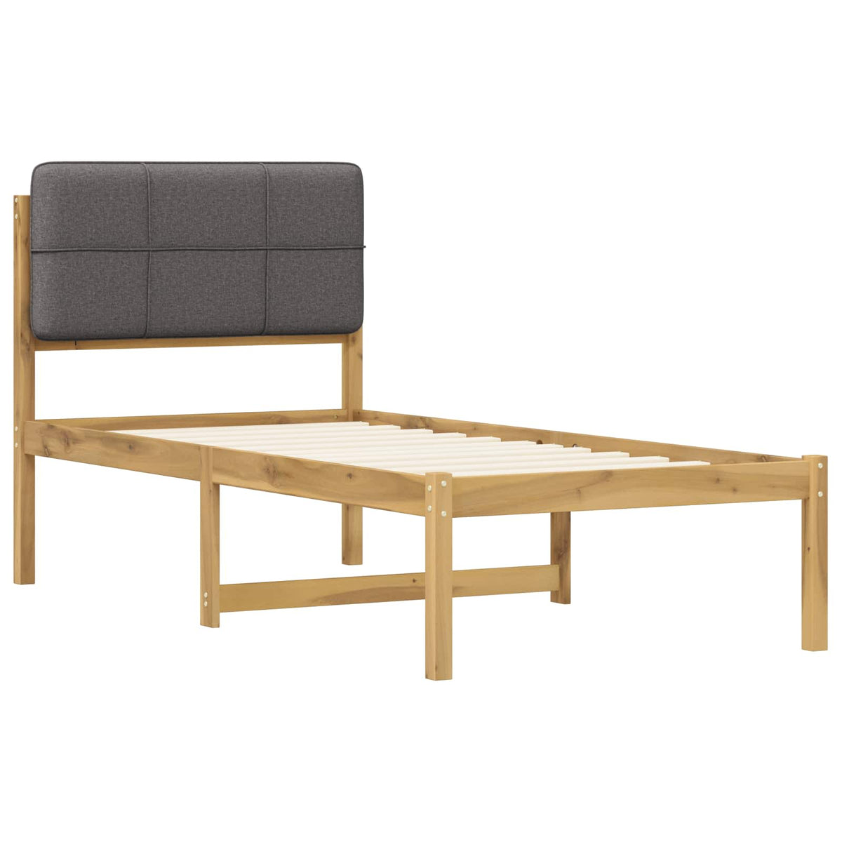 Bed Frame with Upholstered Headboard Whitewash and Light Grey