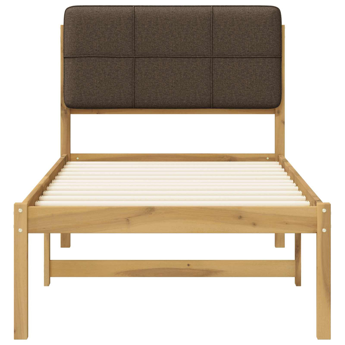 Bed Frame with Upholstered Headboard Whitewash and Taupe