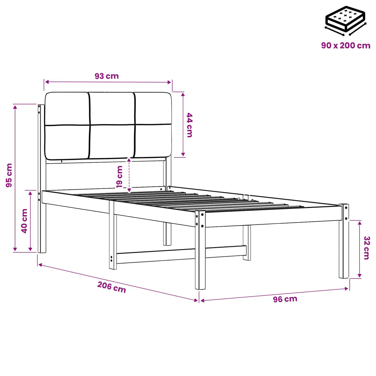 Bed Frame with Upholstered Headboard Whitewash and Taupe