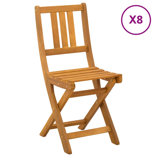 Garden Chair 8 pcs Natural Solid Acacia Wood