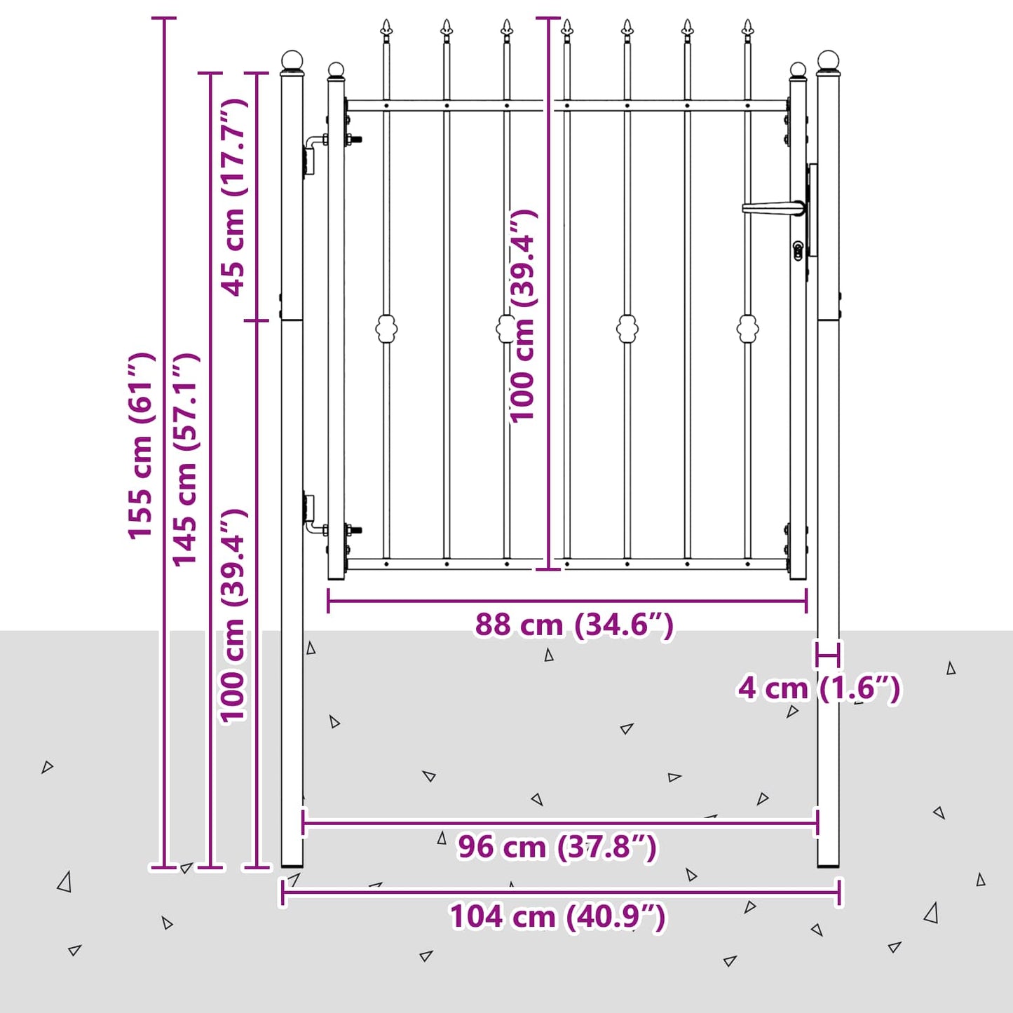 Fence Gate HORST 100 x 100 cm Metal Black Lockable