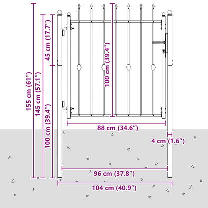 Fence Gate HORST 100 x 100 cm Metal Black Lockable