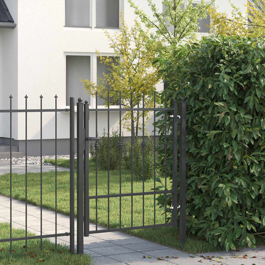 Fence Gate ASTEN 100 x 125 cm Metal Black Lockable