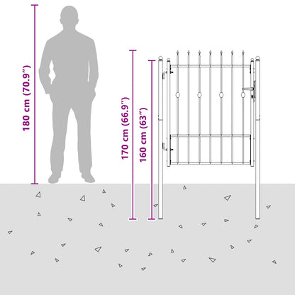 Fence Gate HORST 100 x 125 cm Metal Black Lockable