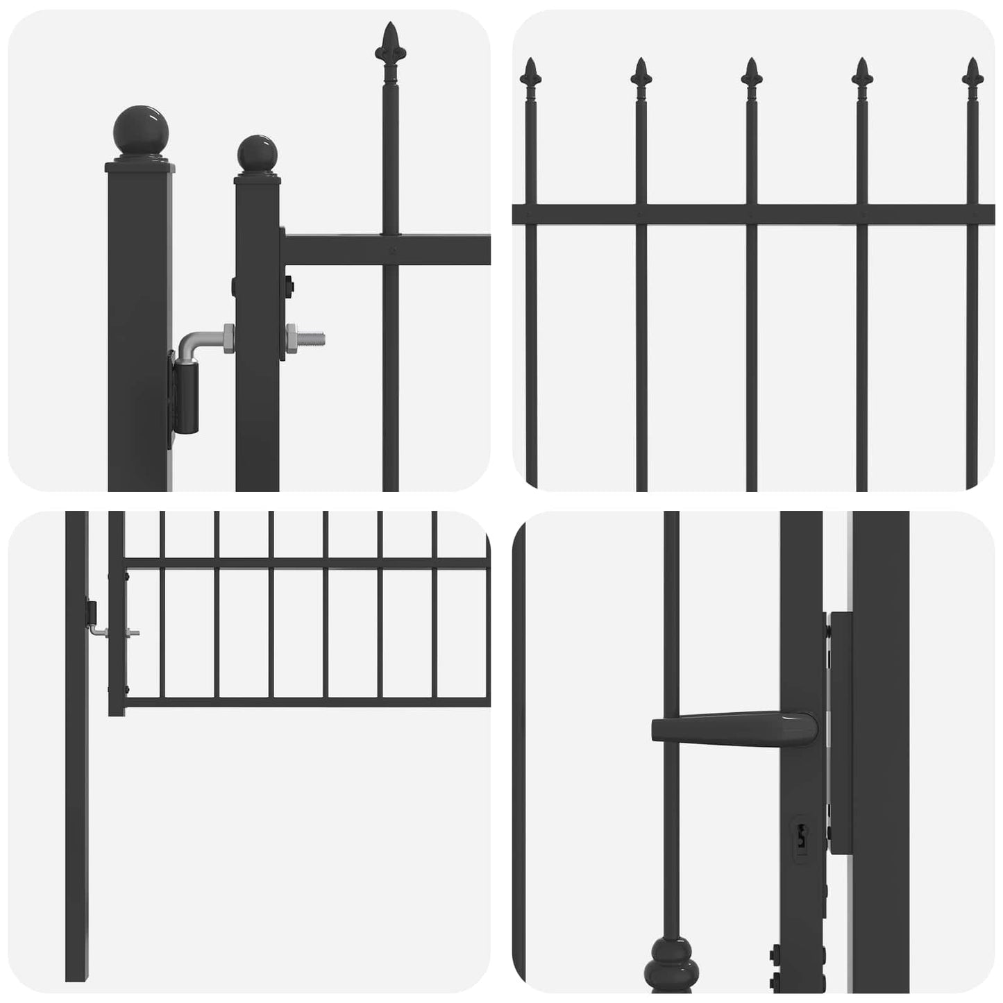 Fence Gate HORST 100 x 175 cm Metal Black Lockable