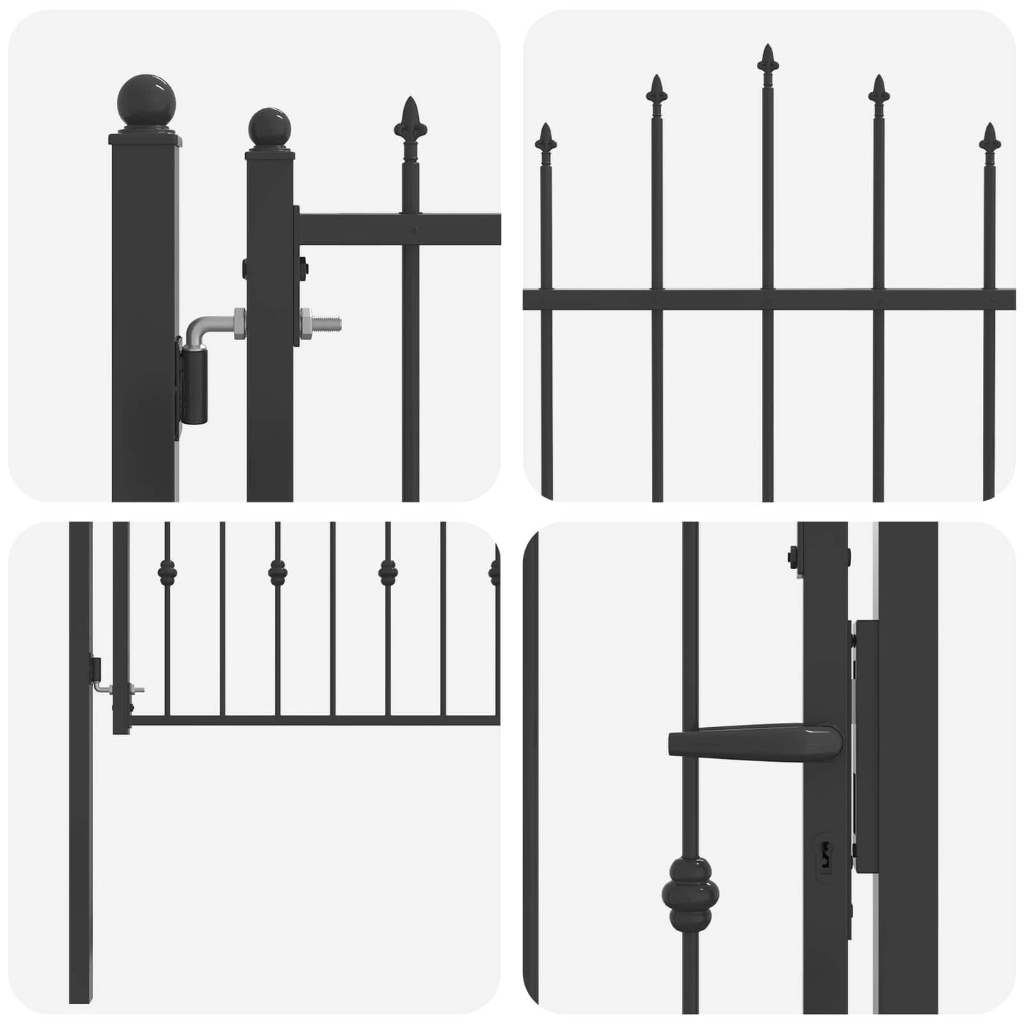 Fence Gate HORST 100 x 75 cm Metal Black Lockable