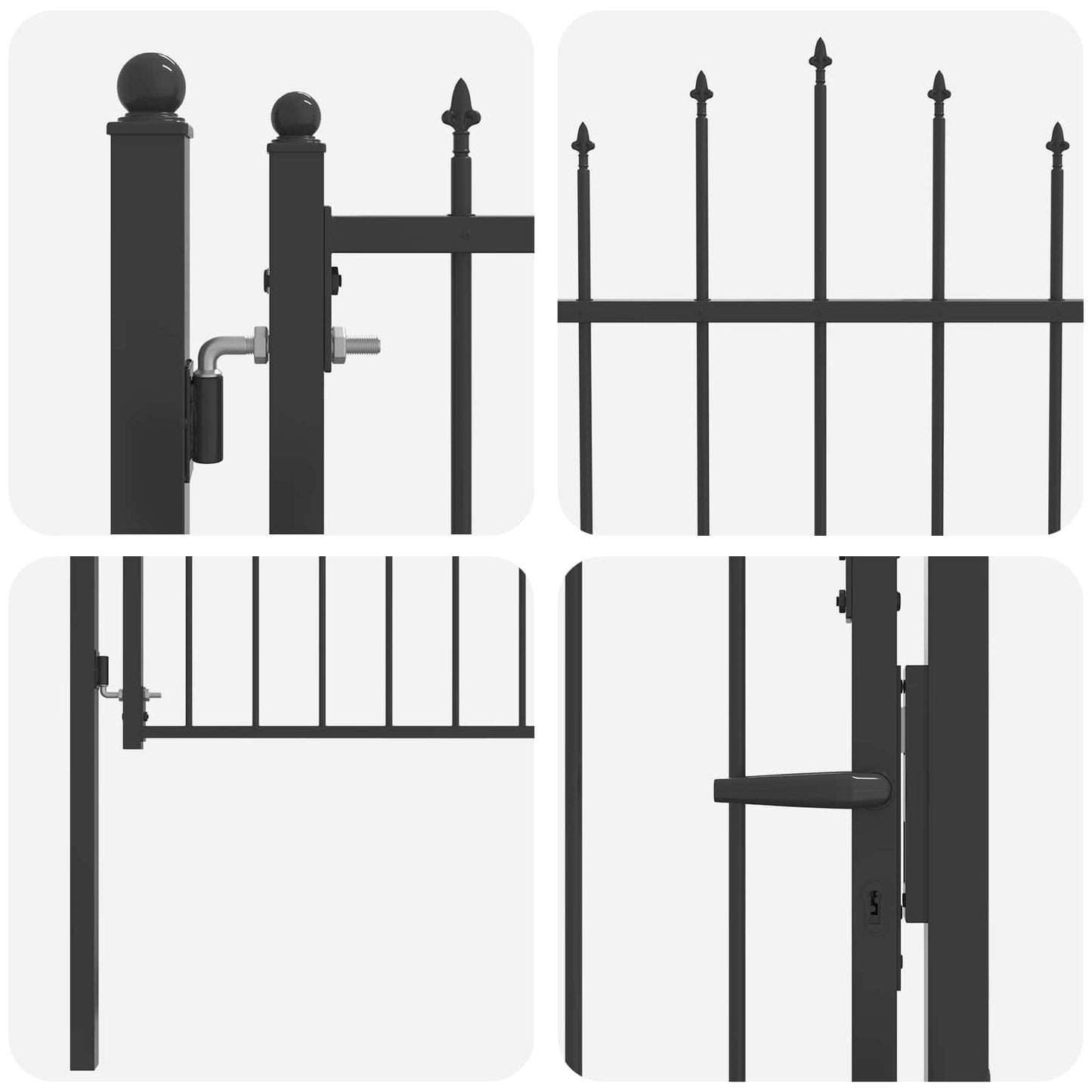 Fence Gate HORST 100 x 100 cm Metal Black Lockable