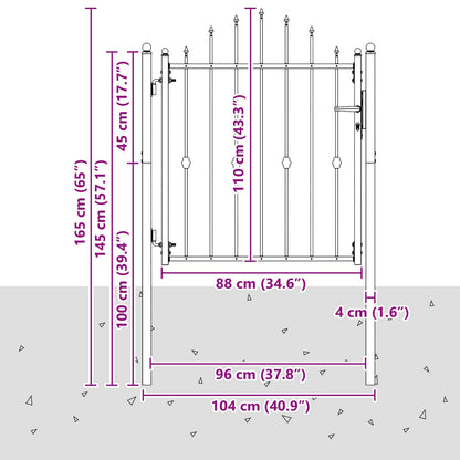 Fence Gate HORST 100 x 100 cm Metal Black Lockable