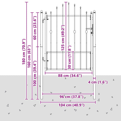 Fence Gate HORST 100 x 125 cm Metal Black Lockable