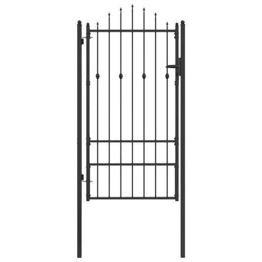 Fence Gate ASTEN 100 x 175 cm Metal Black Lockable