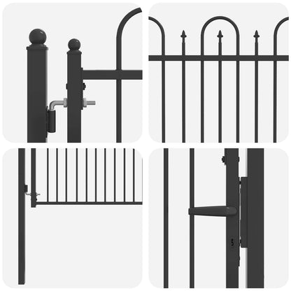 Fence Gate HORST 100 x 75 cm Metal Black Lockable