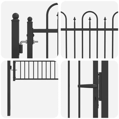 Fence Gate HORST 100 x 125 cm Metal Black Lockable