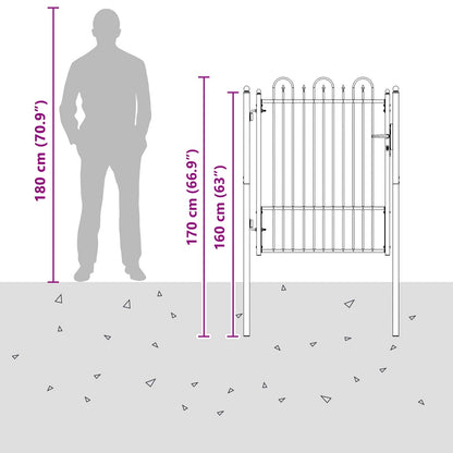 Fence Gate HORST 100 x 125 cm Metal Black Lockable
