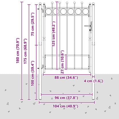 Fence Gate HORST 100 x 125 cm Metal Black Lockable