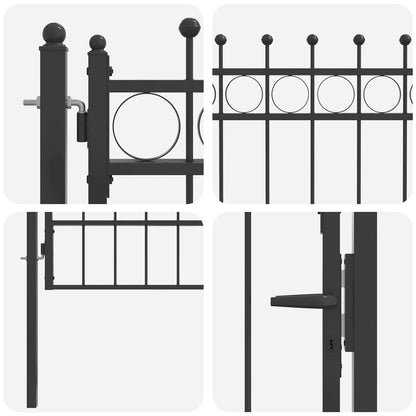 Fence Gate HORST 100 x 150 cm Metal Black Lockable