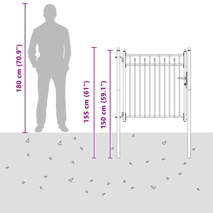 Fence Gate HORST 100 x 100 cm Metal Black Lockable