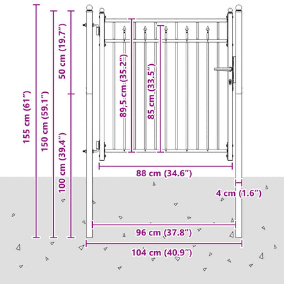 Fence Gate HORST 100 x 100 cm Metal Black Lockable