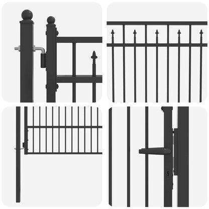 Fence Gate HORST 100 x 125 cm Metal Black Lockable