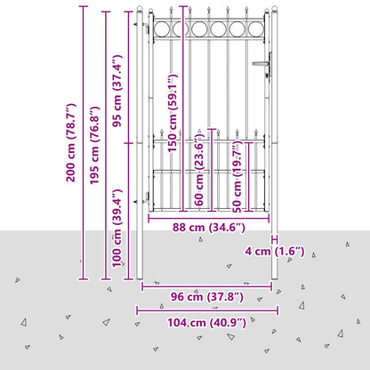 Fence Gate HORST Steel Black Lockable